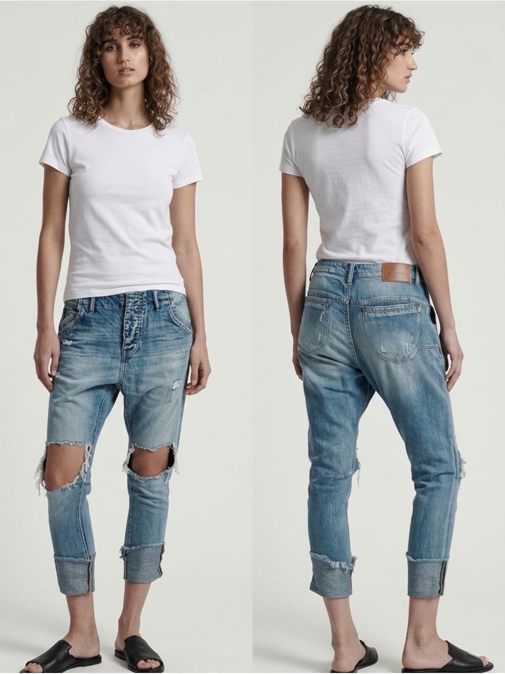 NWT One Teaspoon Blue Jane Cavalries Barrel Jeans Linen Blend Size 27